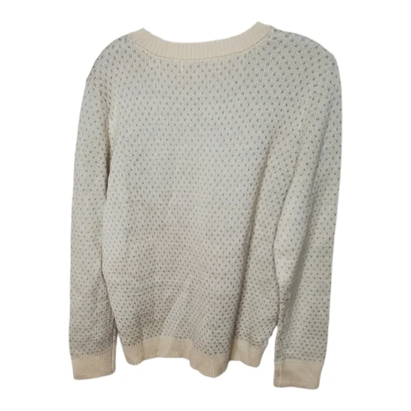 Deer jacquard cream womens holiday cozy  large jumper vintage style sweater 042 - Picture 5 of 8
